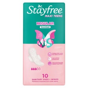 STAYFREE MXI TEENS PADS SCNTD W/WNG 10EA