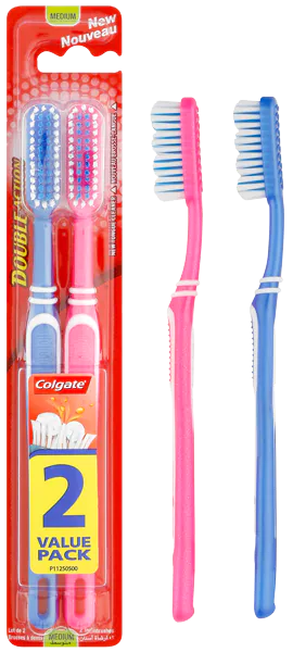 COLGATE DBL ACTION T/BRUSH MED TWINPACK